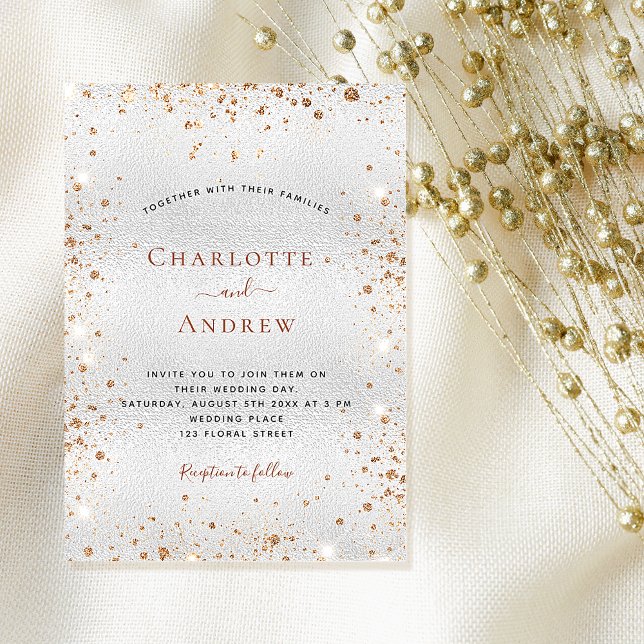 Silver gold glitter dust metal elegant wedding  invitation (Creator Uploaded)