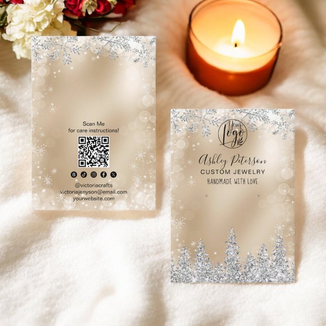 Silver gold glitter logo jewellery earring display business card (Silver gold glitter logo jewelry earring display business card)