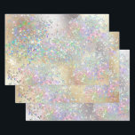 Silver gold glitter sparkling metallic foil girls wrapping paper sheet<br><div class="desc">A trio of sheets in a vibrant faux silver; mixed faux silver and gold and a faux gold wrapping overlaid with beautiful rainbow colored glitter confetti that appear to sparkle and shine. These are ideal for weddings,  birthdays,  graduations,  anniversaries and special occasions.</div>