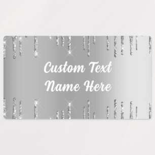 Silver Gold Glitter Sparkly Labels Custom Text