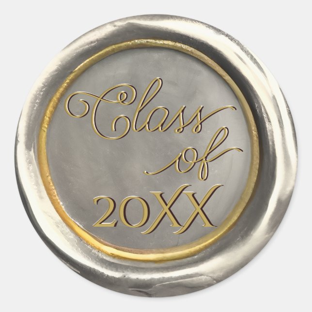 Silver & Gold Graduation Class Wax Seal Stickers (Front)