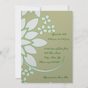 Silver, Gold, Green Floral Bridal Shower Invitation