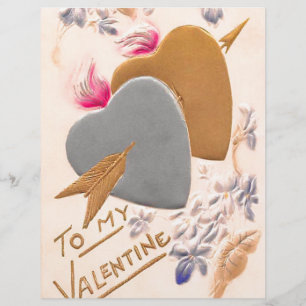 Silver & Gold Hearts Valentine Scrapbook Paper