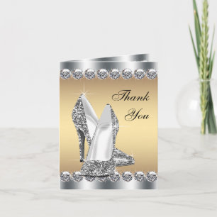 Silver Gold High Heel Shoe Thank You Cards