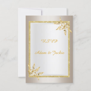 Silver gold leaf ELEGANT CLASSY rsvp Invitation