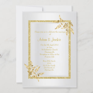 Silver gold leaf ELEGANT CLASSY WEDDING Invitation