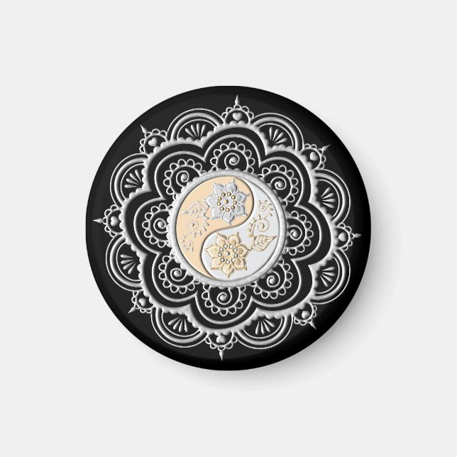 Silver & Gold Mandala Magnet (Front)