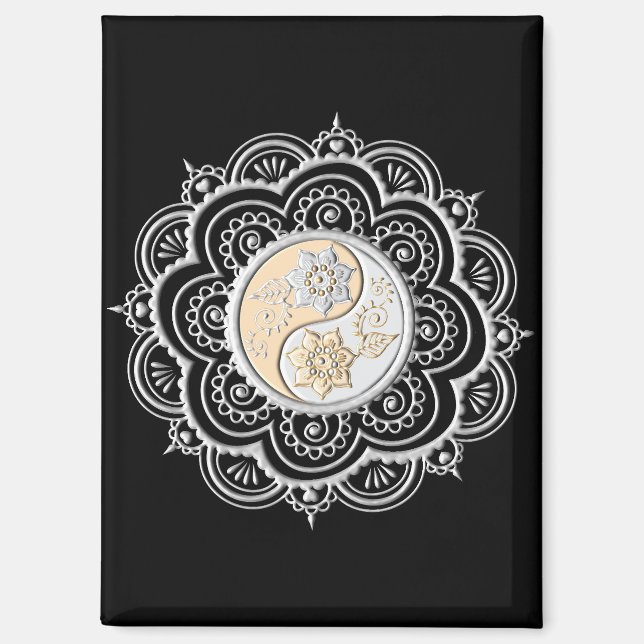 Silver & Gold Mandala Magnet (Front)