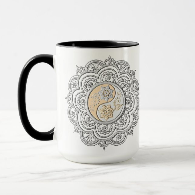 Silver & Gold Mandala Mug (Left)