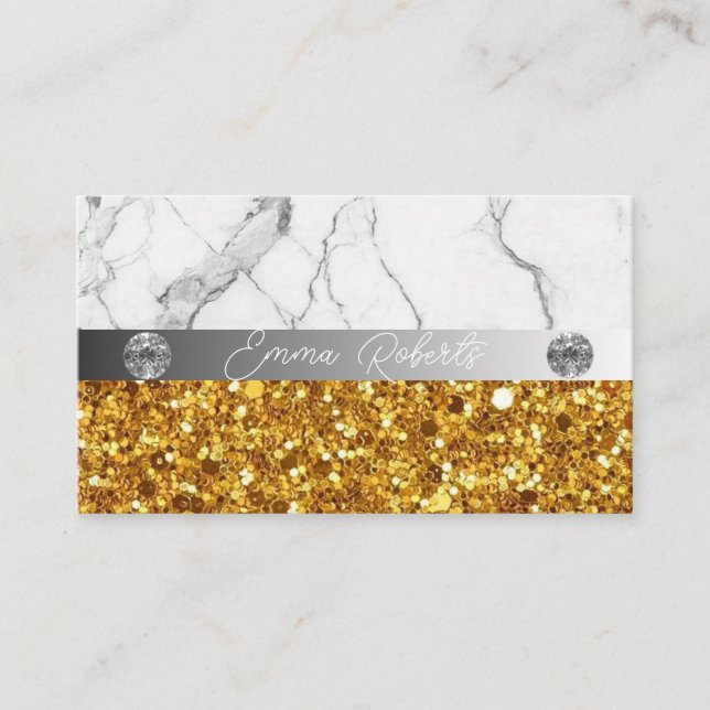 Silver Gold Marble Diamond Coach Business Card (Front)