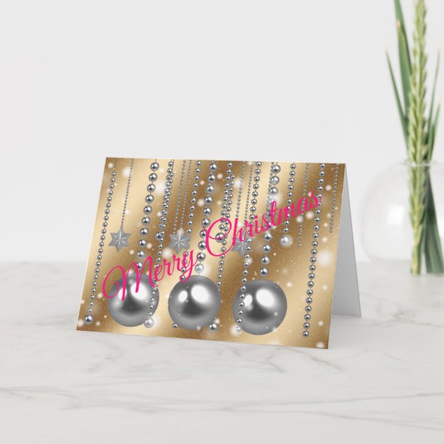 Silver Gold Merry Christmas Card (Front)