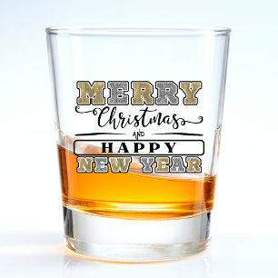Silver & Gold Merry Christmas Happy New Year Shot Glass