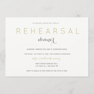 Silver & gold modern rehearsal dinner invitations