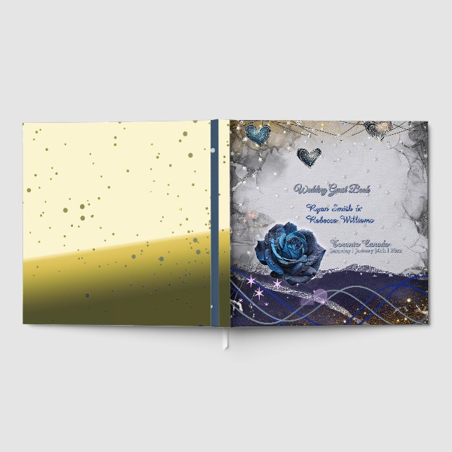 Silver Gold Navy Clear Acrylic Wedding Invitation Guest Book (Full)