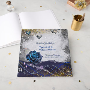 Silver Gold Navy Guest Book Wedding