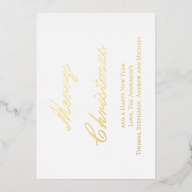 Silver Gold Rose Gold Foil Christmas Holiday Card (Front)