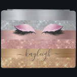 Silver Gold Rose Gold Glitter Beauty Eyelash iPad Cover<br><div class="desc">Modern, glam, faux silver, gold and rose gold colour glitter stripes iPad Cover. This design features faux sparkle glitter stripes and brushed metal in silver, gold, and blush pink rose gold colour glitter, eyelashes, name or monogram text template. The name is written with a beautiful hand lettered style script. If...</div>