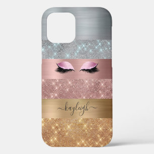 Silver Gold Rose Gold Glitter Beauty Eyelash iPhone 12 Case