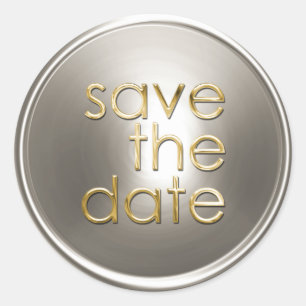 Silver Gold Save the Date Envelope Seal