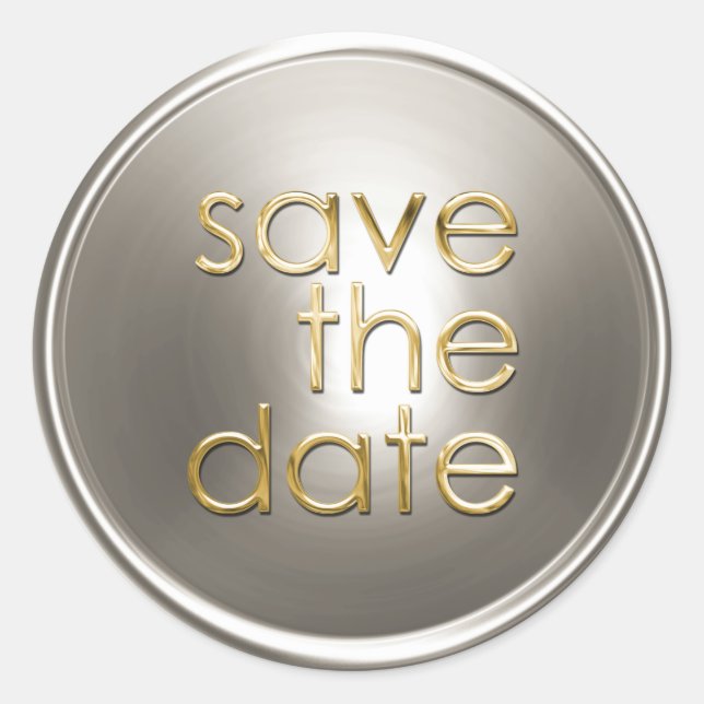 Silver Gold Save the Date Envelope Seal (Front)