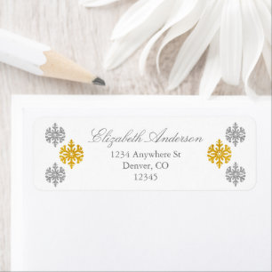 Silver Gold Snowflake Winter Label