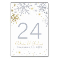Silver Gold Snowflake Winter Wedding Monogram