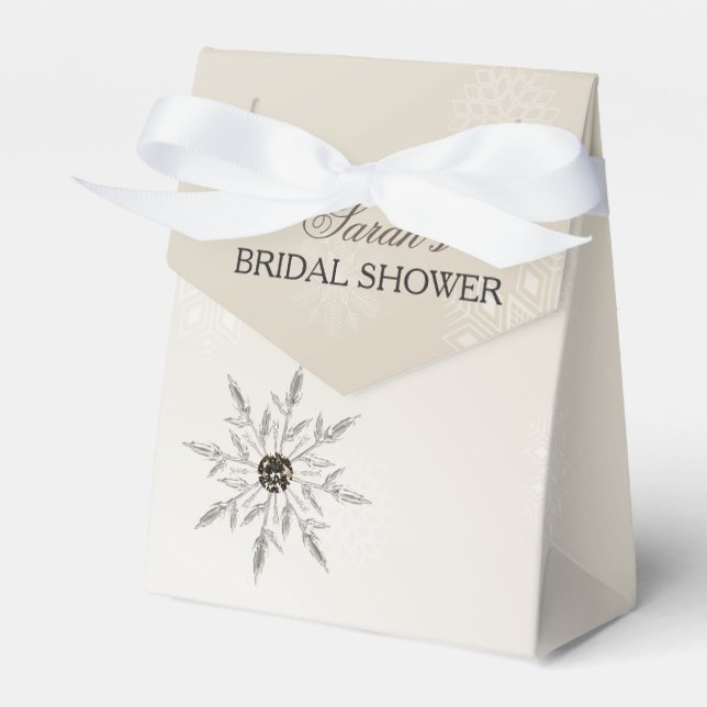 silver gold snowflakes bridal shower favour box (Front Side)