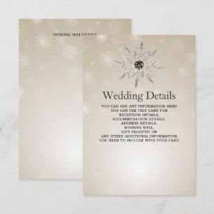 silver gold snowflakes winter Wedding Details Card