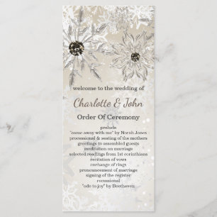 silver gold snowflakes winter wedding programs programme
