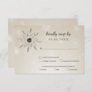 silver gold snowflakes winter wedding rsvp