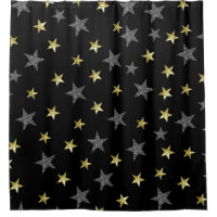 Silver & Gold Stars Black Hollywood Star Glam
