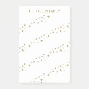 Silver Gold Stars Patterned Custom Name Post-it Notes
