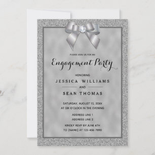 Silver Gold & Stylish Glitter Engagement Invitation