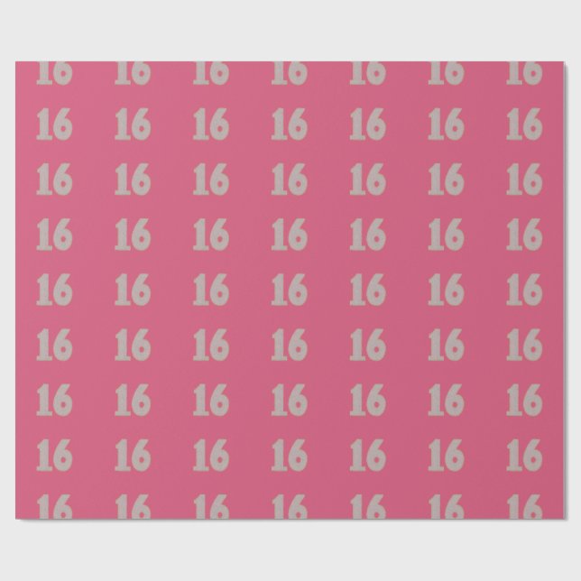 Silver Gold Sweet Sixteen Pink Birthday Wrapping Wrapping Paper (Flat)