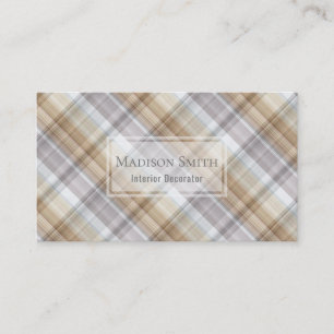 Silver & Gold Toned Plaid Business Card