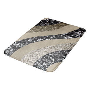 Silver Gold Wave Glitter Glam 1 Bath Mat