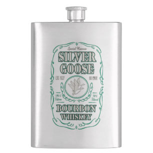 Silver Goose Bourbon Whiskey Hip Flask