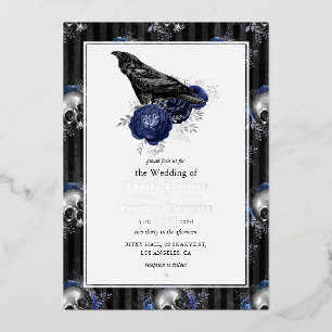 Silver Gothic Floral Wedding Foil Invitation