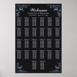 Silver Gothic Raven Wedding Seating Chart