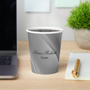 Silver gradient diagonal lines paper cups