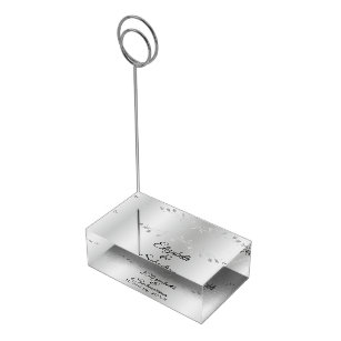 Silver Gradient & Flourish Elegant Wedding Table Place Card Holder