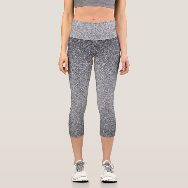 Silver Gradient Glitters Capri Leggings (Front)
