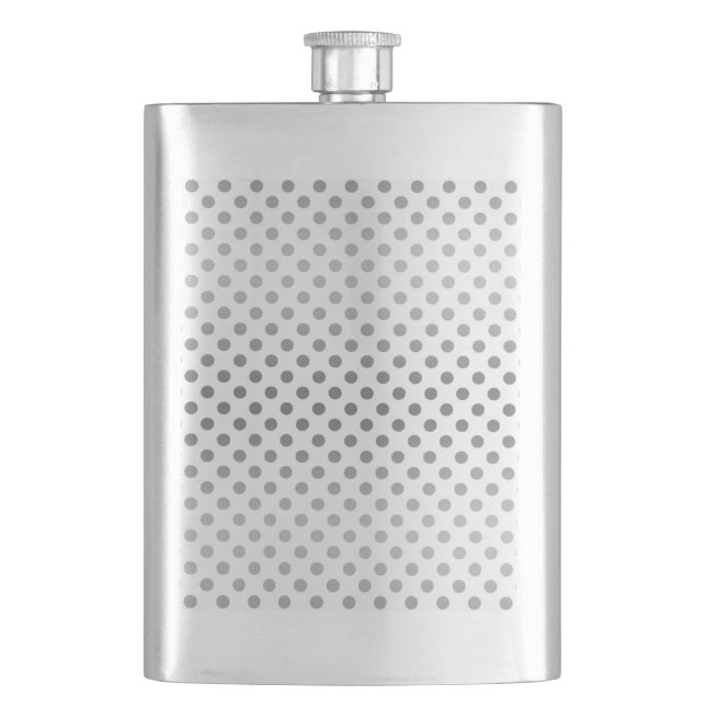 Silver Gradient Polka Dots by Shirley Taylor Hip Flask (Front)