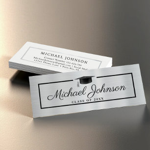 Silver Graduate Networking Elegant Contact Cards