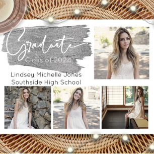 Silver Graduation Announcement & Party Invitation