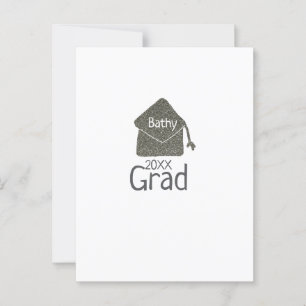 Silver graduation cap glitter add name grad year c postcard