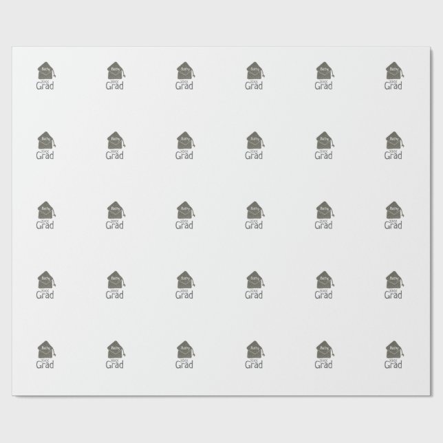 Silver graduation cap glitter add name grad year c wrapping paper (Flat)