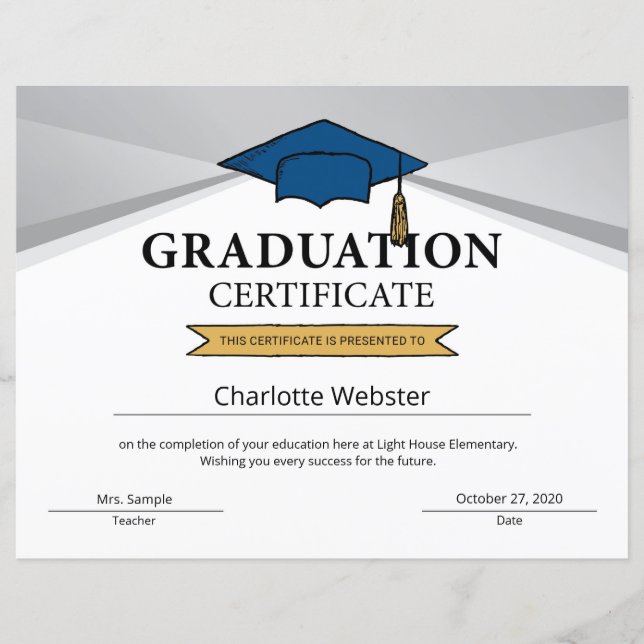 Silver Graduation Completion Certificate PDF (Front)