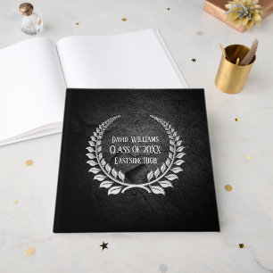 Silver Graduation Laurel on Black Rock Guest Book