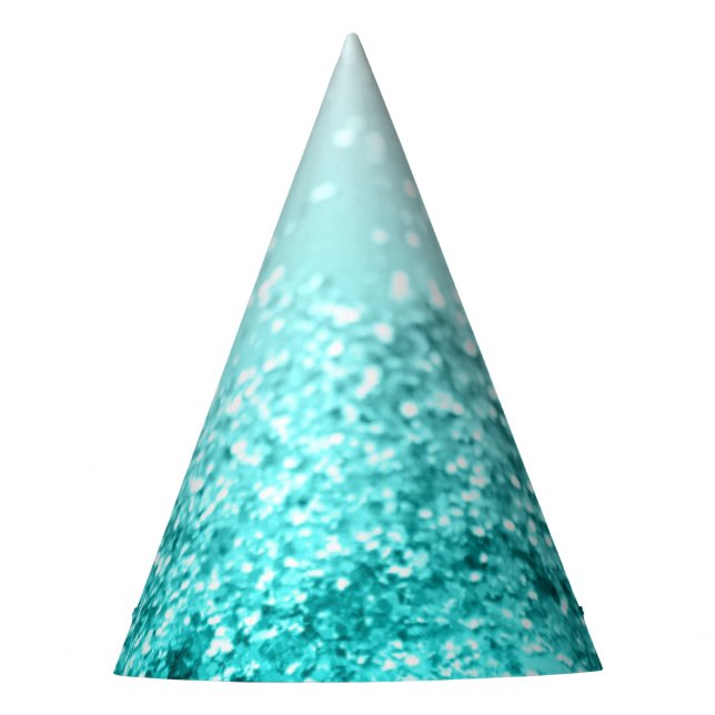 Silver Gray Aqua Teal Ocean Glitter #1 Party Hat (Front)